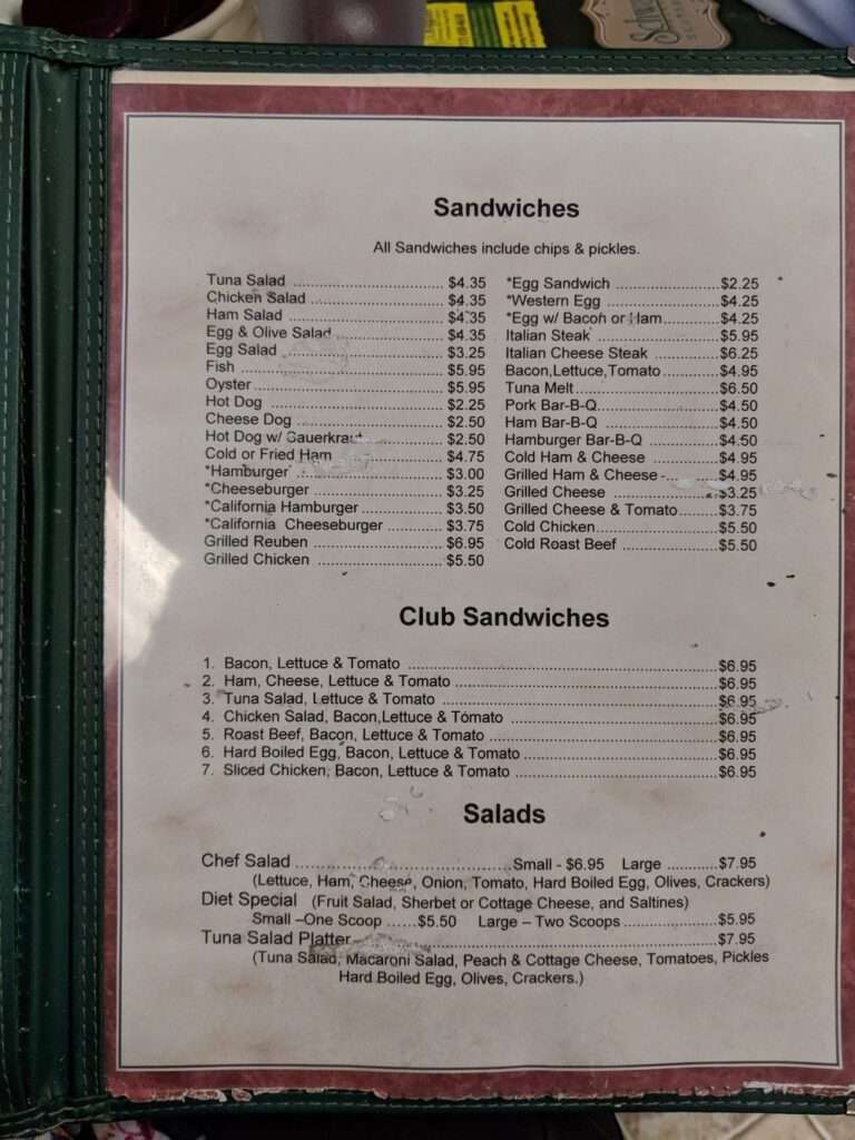 Schwalm’s Cleona Restaurant menu 2